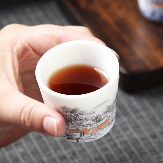 MULTIPOTENT Master Cup China White Porcelain Mutton Fat Jade Porcelain Kung Fu Tea Cup Matching Cup High Mouth Cup 2 Pack Gift Box