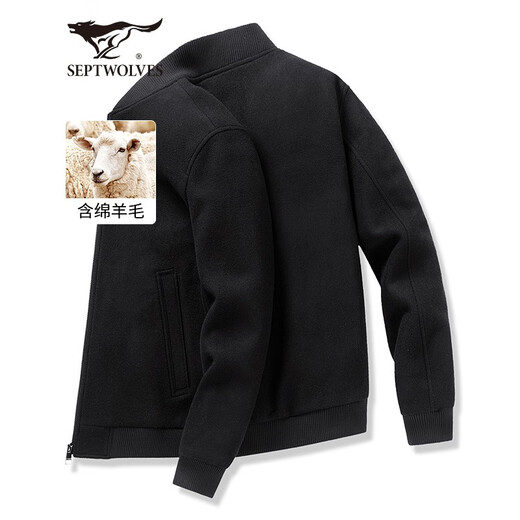 Seven Wolf Jacket Men's Spring Woolen Jacket Men's Wool Warm Business Windproof Jacket Single Jacket Men's Top 001 (Black)-1999 Model 180/96A (XXL)