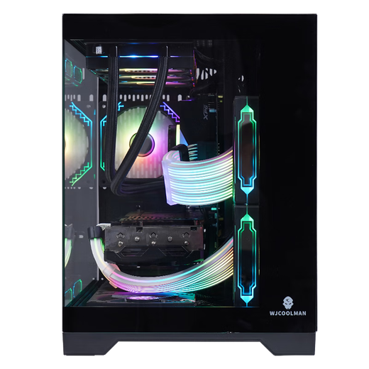 Wanjia Gu Yongzhi Schwarz Keine A-Säule + Prism RGB Sechs Lüfter + Fantasy 360 Wasserkühlung Sea View Room Case Desktop-Computer Hauptgehäuse M-ATX Motherboard/360 Wasserkühlung