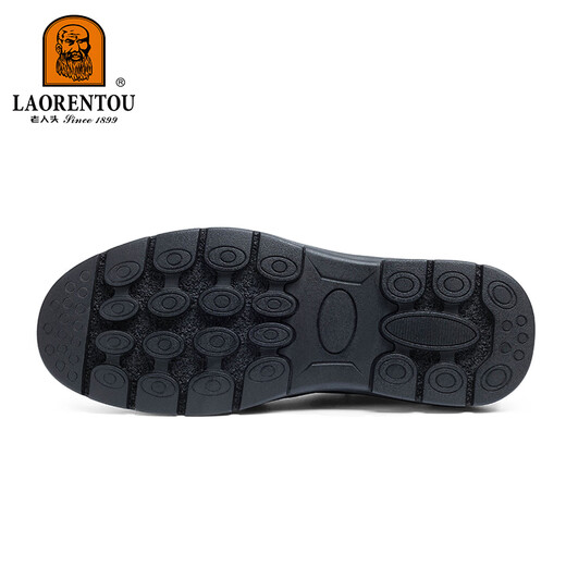 LAORENTOU leather shoes men's business casual low-top toe layer cowhide lace-up thick-soled breathable dad shoes 260279 black 41