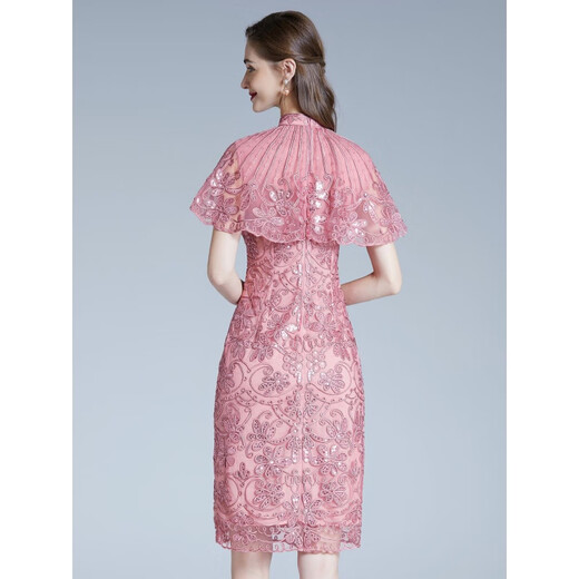 Deshuoxi mother high-end wedding dress new style middle-aged fashion mother-in-law mother-in-law cocktail dress dress to marry daughter to wear Lotus root powder M