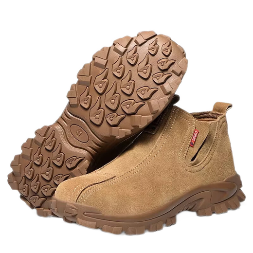 Terry Shield labor protection shoes for men, breathable and lightweight work shoes, steel toe-toe, anti-smash, anti-puncture, anti-spark, suede slip-on K8 slip-on, four seasons style 42