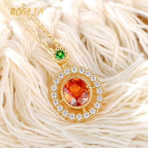 BOGLIA Necklace Women's Fanta Stone 18 Gold K Diamond Orange Gemstone Colorful Design Pendant Birthday Gift for Wife 18 Gold K Fanta Stone Necklace Brand Gift Box