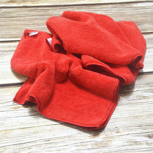 Yiran housekeeping cleaning towel thickened microfiber rag kitchen cleaning cloth wiping tables and chairs absorbs water and is not easy to shed hair with lanyard 5 red thickened plush 30*30CM with lanyard