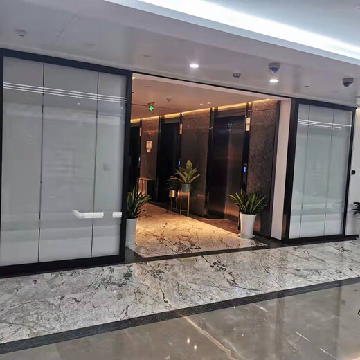 广州自动感应门玻璃平移门定制 从化自动电机电动平移门厂家 军绿色