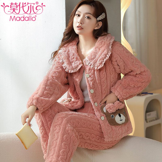 Pajama de invierno modal para mujeres Velvet Coral Velvet Calidez Lapas de terciopelo enhorabuena para mujeres puede usar ropa para el hogar trajes de dos piezas para invierno B683# Deep Purple Rabbit 2xl 140-160Jin [Jin equivale a 0.5 kg]