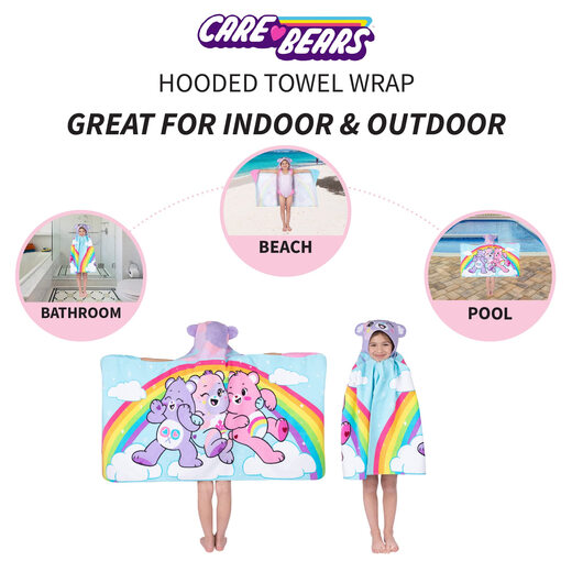 Franco children's soft cotton hooded bath towel Care Bears cartoon pattern 60x127cm