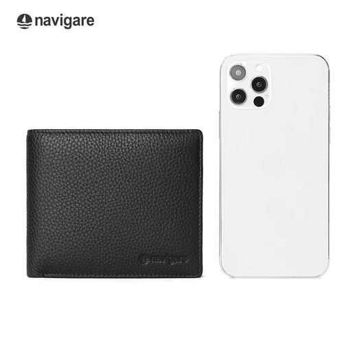 NAVIGARE Italian small sailboat wallet genuine leather short casual wallet driver's license card bag birthday gift gift black - no driver's license first layer cowhide (counter gift box)
