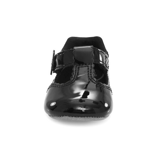 Stride rite baby shower soft sole toddler shoes, round toe Velcro, comfortable memory insole, black//white 2 Infant