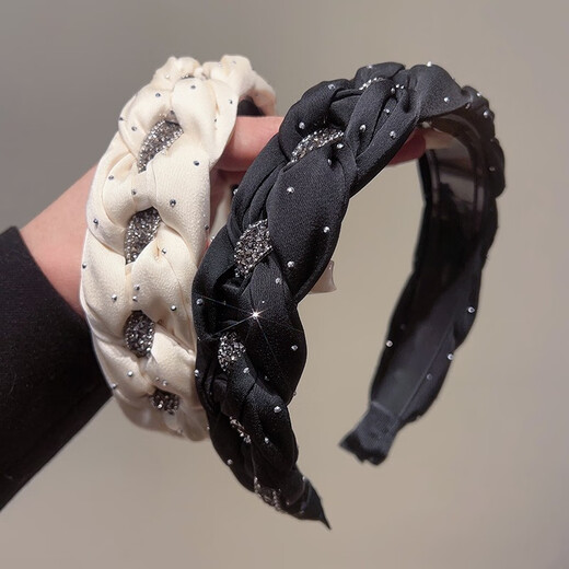 Zhuo Keke high-end exquisite high skull headband for women 2025 new style headband high-end rhinestone temperament face wash hairpin headwear black rhinestone twist headband