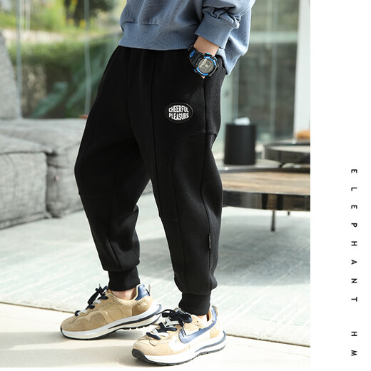 Song Meifen 314-year-old boy's sports pants 2023 spring and autumn new style medium and large children's casual and versatile children's sports pants black spring and autumn chee pants 120cm