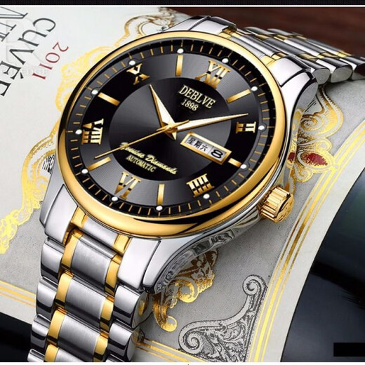 Shanghai Vollautomatische mechanische Uhr Doppelkalender wasserdichtes Stahlgürtel Modepaar Männer und Frauen Mechanical Watch Room Weiße Männer 690