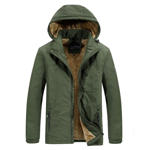 JP Herrenjacke plus Samt dicke warme Kapuze-Freizeitjacke 689 9868 Militärgrün M-170