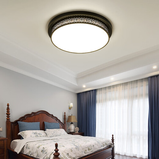 珺蒂卧室吸顶灯复古经典卧室灯具美式客厅灯饰阳台过道餐厅现代简约 1026款-直径65CM-三色调光