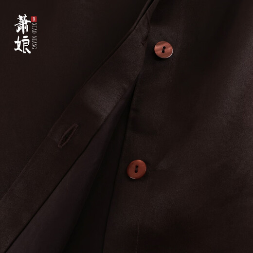 Xiao Niang Beauty of Patterns Hongyun Sha Heavy Satin New Chinese Style Top Loose Women's Top 5684 Dark Red M