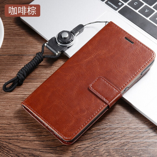 CURRY Redmi k30 mobile phone case k20pro protective flip leather case redmi soft shell all-inclusive anti-fall wallet silicone 5g men and women card Xiaomi [Redmi K30] brown + tempered film + lanyard