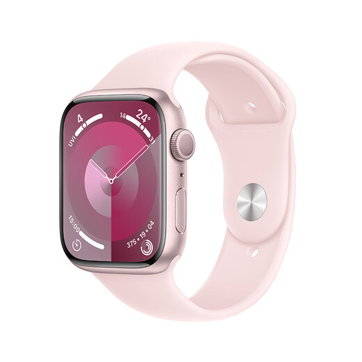 Apple Watch Series 9 Smart Watch GPS Model 45mm Pink Aluminum Case Bright Pink Sports Strap M/L S9 SIP Chip MR9H3CH/A