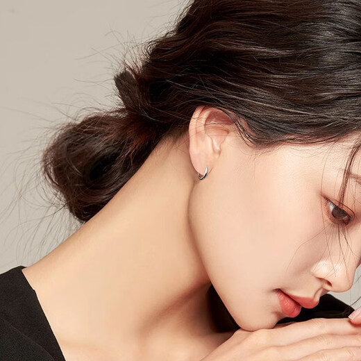 Bai Qixin 999 all-over sterling silver earrings, earrings, pierced earrings, plain hoops for women, no need to remove earbones, earrings, ear clips for men, S999 sterling silver earrings, 2 pairs