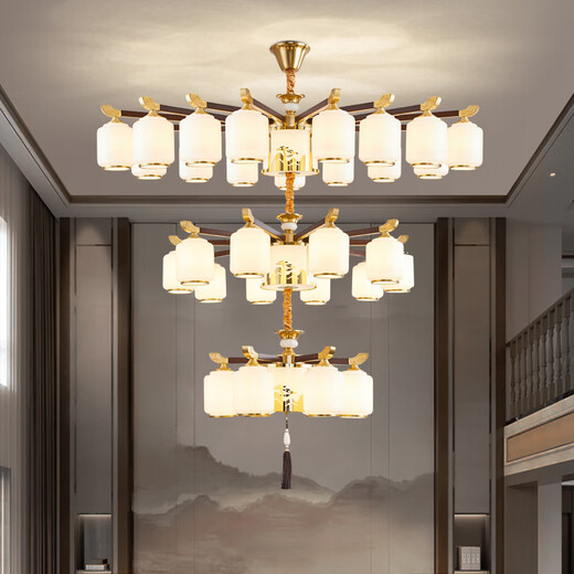 An Dengbao Living Room Chandelier New Chinese Style Dining Bedroom Study Room New 2025 Zinc Alloy Lighting Set 5009 6 Heads + Three Colors Light