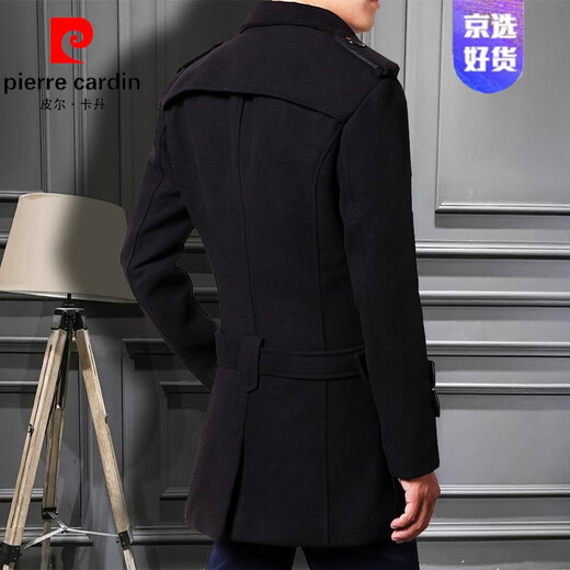 皮尔卡丹（pierre cardin）秋冬季休闲外套男英伦风商务中长款春秋新款毛呢风衣男士外套针织 灰色 M