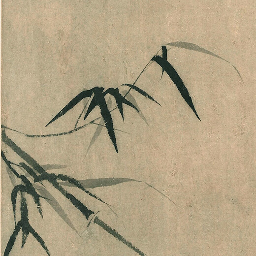 元张雨墨竹图古代花鸟画卷轴名画复仿古画挂画装饰画 元吴镇竹泉小艇12052 30X37厘米喷绘画心尺寸 装