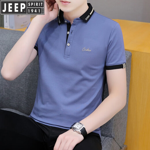 
Jeep (JEEP) International Brand 2025 Summer Lapel Short Sleeve T-shirt Men's Youth Ice Wire Lapel Half Sleeve Polo. Shirt Business Breathable Black QY683 L [120-135Jin [Jin equals 0.5 kg]]