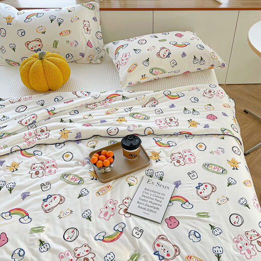 Poetry and Drink Fresh and Simple Summer Summer Slim quilts Summer Single Air Conditioner Machine Wash Summer Spring and Autumn Colored Strokes - White 150x200cm