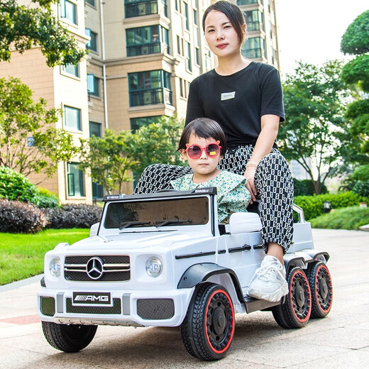 Ant Road Big G Children's Electric Car Vierräder mit vier Rädern Doppelpersonen-Fernbedienung Spielzeugauto, Erwachsene und Kinderspielzeugauto fahren, oberhalb schwarz: Sechsradantrieb + großer Batterie + Weichrad + Ledersitz