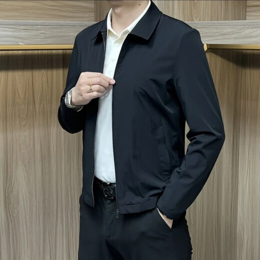 Pierre Cardin 2024 Spring and Summer Men's Versatile Lapel Thin Simple Business Solid Color Slim Casual Jacket Top Blue Shop XL