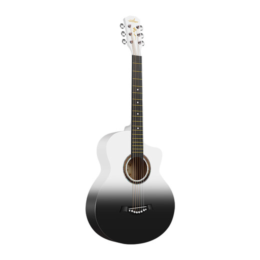 Guitarist吉他41单板云杉木吉他初学者男生女生专用民谣吉他入门面单吉他 38英寸 单板黑白渐变 送礼包+教程