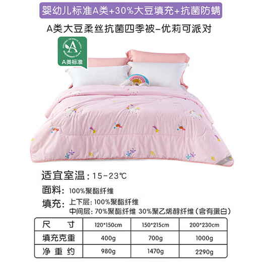Luolai Kinder Huang Xiaodou Säuglingsklasse A Zwischenschicht 30% Sojabohnenfaserwürfel Feder- und Herbstwürfel 2.9 Jin [Jin gleich 0,5 kg] 150*215 Pink