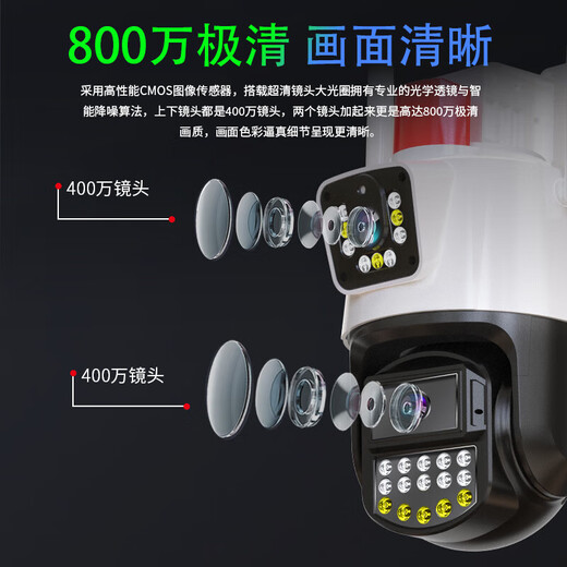 镭威视4g摄像头终身免流量监控器可对话网络无需wifi360度全景无死角带夜视无线手机远程室户外追踪农村 高配版】免充值+双画面+64G
