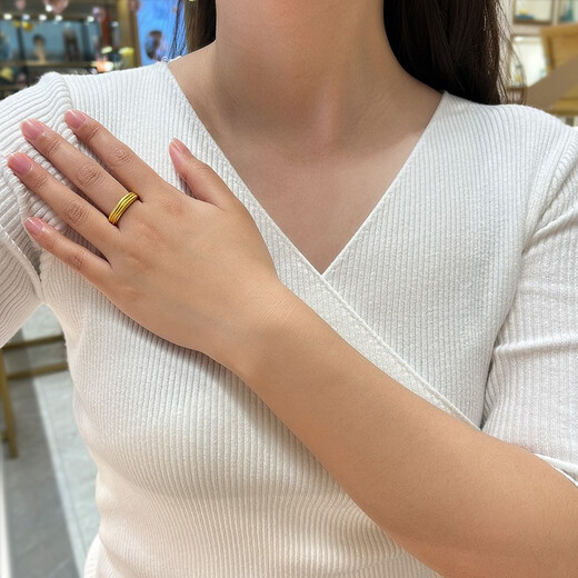 King of Yue's ancient gold filigree permanent gold pair ring couple ring for lover or girlfriend birthday gift 004581 19# gold weight 9.47 grams