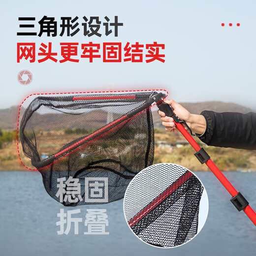 Zhenyou (Grsaed) fishing net set, one-piece triangle copy net, fishing net bag, large object copy net head pole, foldable and telescopic 3.0 meters