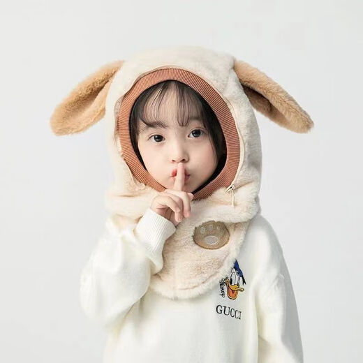 Muchiston children's hat autumn and winter outdoor riding windproof mask for boys and girls, ear protection hood, baby scarf all-in-one hat, pink hat + protective cover, can be worn by 3-8 years old