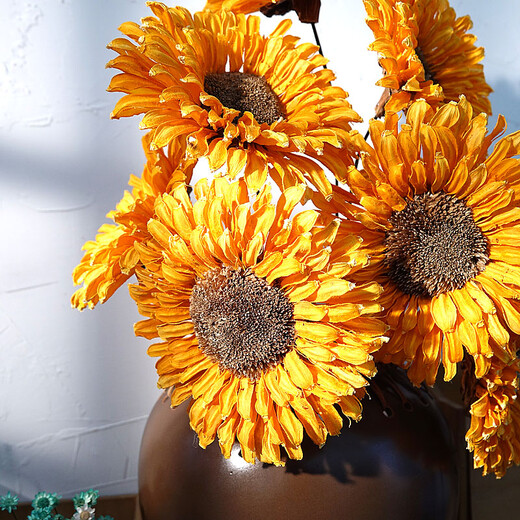 Aesthetic Hacker Sunflower Dried Flower Bouquet Dried Flower Real Flower Decoration Everlasting Flower Living Room Natural Sunflower Simulation Flower Floor Golden Single Real Flower Rod Length 50-70 cm