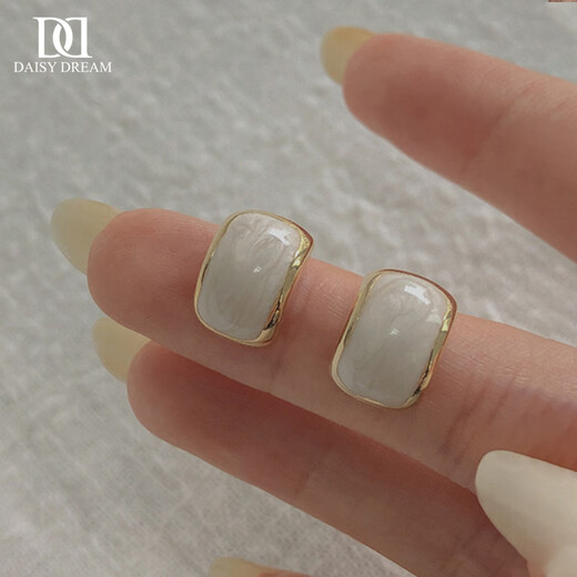 DAISY DREAM925 silver needle French dripping glaze earrings for women 2025 new style small fragrance light luxury high-end earrings retro enamel earrings enamel earrings