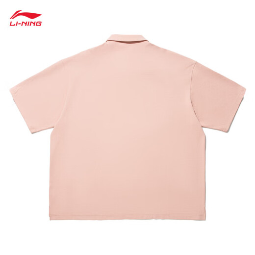 Li Ning (LI-NING) China Li Ning vital series men and women loose short-sleeved POLO shirt casual T-shirt APLU035 new mist rose pink-4S