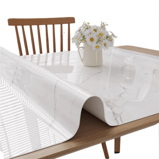 Colorful butterfly tablecloth no-wash waterproof and oil-proof pvc dining table mat light luxury high-end soft glass living room coffee table mat tablecloth cyan daisy 80*140cm