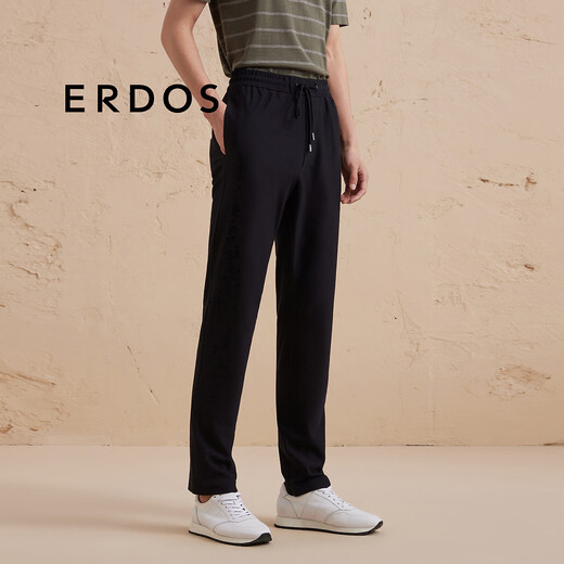 ERDOS pure cotton straight pants business workplace commuting style solid color men's trousers casual pants black S
