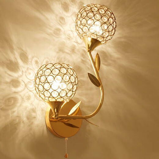 Yilin wall lamp bedroom wall bedside lamp simple modern creative European American American LED living room aisle stair lamp double-headed gold + 5W light source three-color light