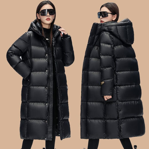 Markyinxiang Black Gold Long Men and Women Même veste super épaisse 2025 Hiver nord-est de la veste coréenne Veste à capuche lâche DH9276 Black L 120-140Jin [Jin est égal à 0,5 kg]