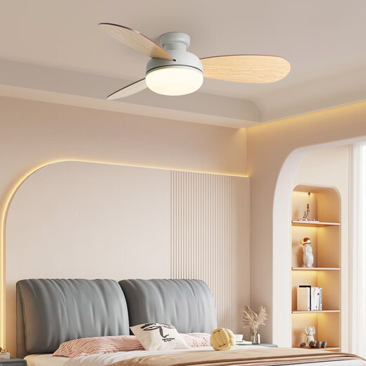 
Beacon Hui full spectrum eye protection electric fan chandelier children's room fan light 2025 new bedroom ceiling household ceiling fan light 36-inch 684A black wood leaf ceiling + light change remote control