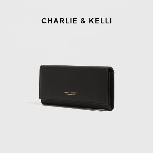 CHARLIE & KELLI长款钱包女士多卡位手拿包卡包零钱包送女友生日礼物包包女 黑色【七夕实用礼物】