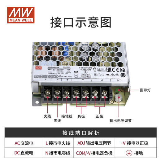 Monitoreo del LED de la fuente de alimentación XMSJ NES/LRS-35W50W75W100W150W200W350W24V LRS35024