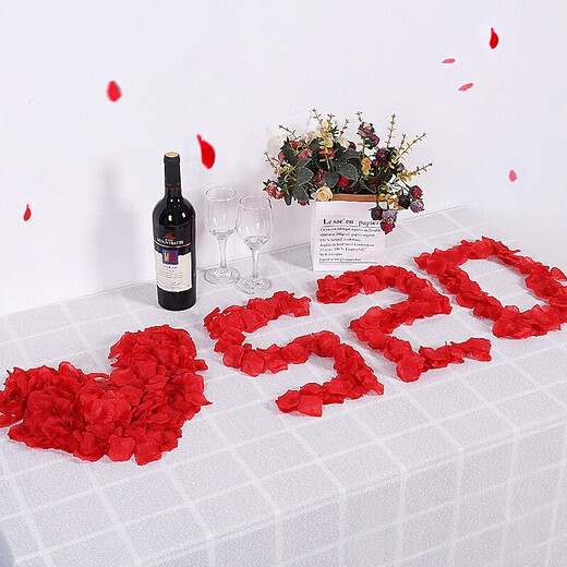 Fei Ai 1000 pieces of fake rose petals for marriage proposal and confession, wedding decoration supplies, wedding room decoration, wedding hand-spreading flowers, pink 1000 pieces
