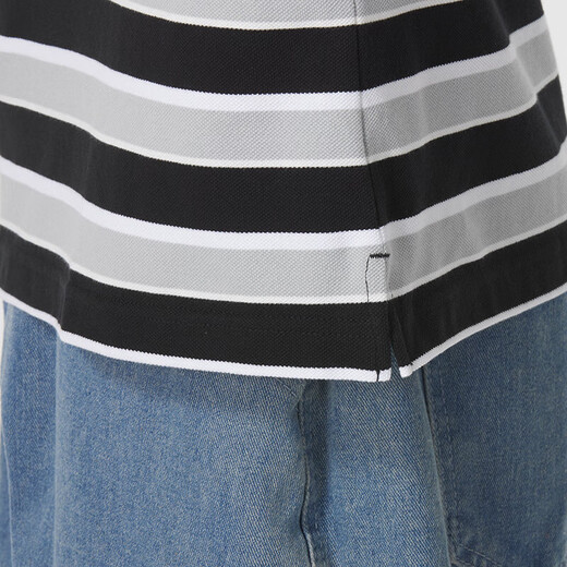 Nike striped short-sleeved T-shirt in summer new sportswear loose casual breathable lapel POLO shirt top FN3897-010 black and white stripes XL