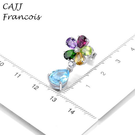 CAJJ Francois 4.8 carat topaz earrings flower earrings 925 silver natural colored gemstones jewelry topaz earrings