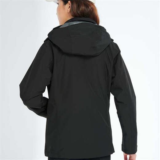 Simboo Drei-in-Eins-Jacke für Männer und Frauen im Freien im Freien neue kaltdichte winddichtes Bergsteigeranzug Herbst und Winter plus samtige verdickte Jacke 12805 Schwarz-Frauen