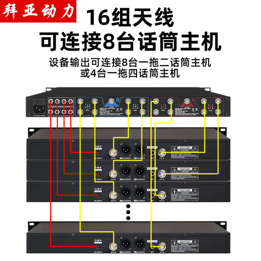 拜亚动力无线话筒信号放大器专业一拖八u段无线麦克风一拖四天线延长线接收器信号增幅增强器 UA-690（1拖8支架式天线）